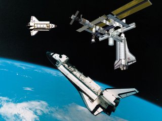 3 Space Shuttles In SPace